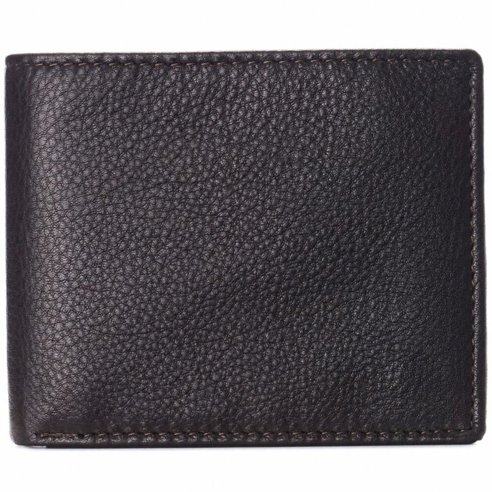 Alpine Swiss Mens Leather RFID Bifold Wallet 2 ID Windows Divided Bill Section